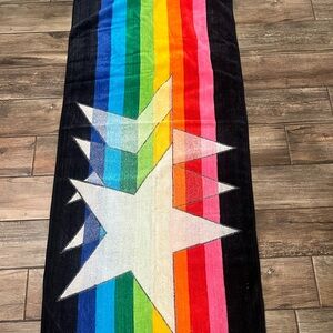Vintage 80S Franco Beach Towel Rainbow Stars Design Colorful 100% Cotton